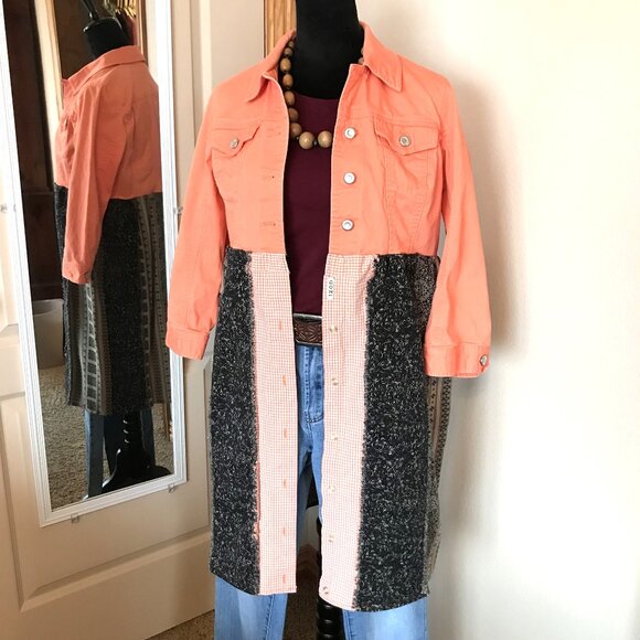 Boho Patchwork Duster, Size S-M: Upcycled Hippie Dress, Rag Quilt Seams - Picture 1 of 10